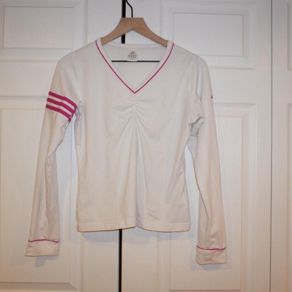 Adidas Women's White and Cream Shirt